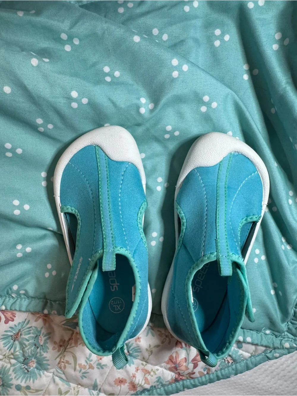 Speedo Kids Slip-On Water Shoes in Aqua and White
